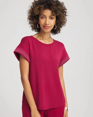 Zenergy® Scuba Embellished Short-Sleeve Top
