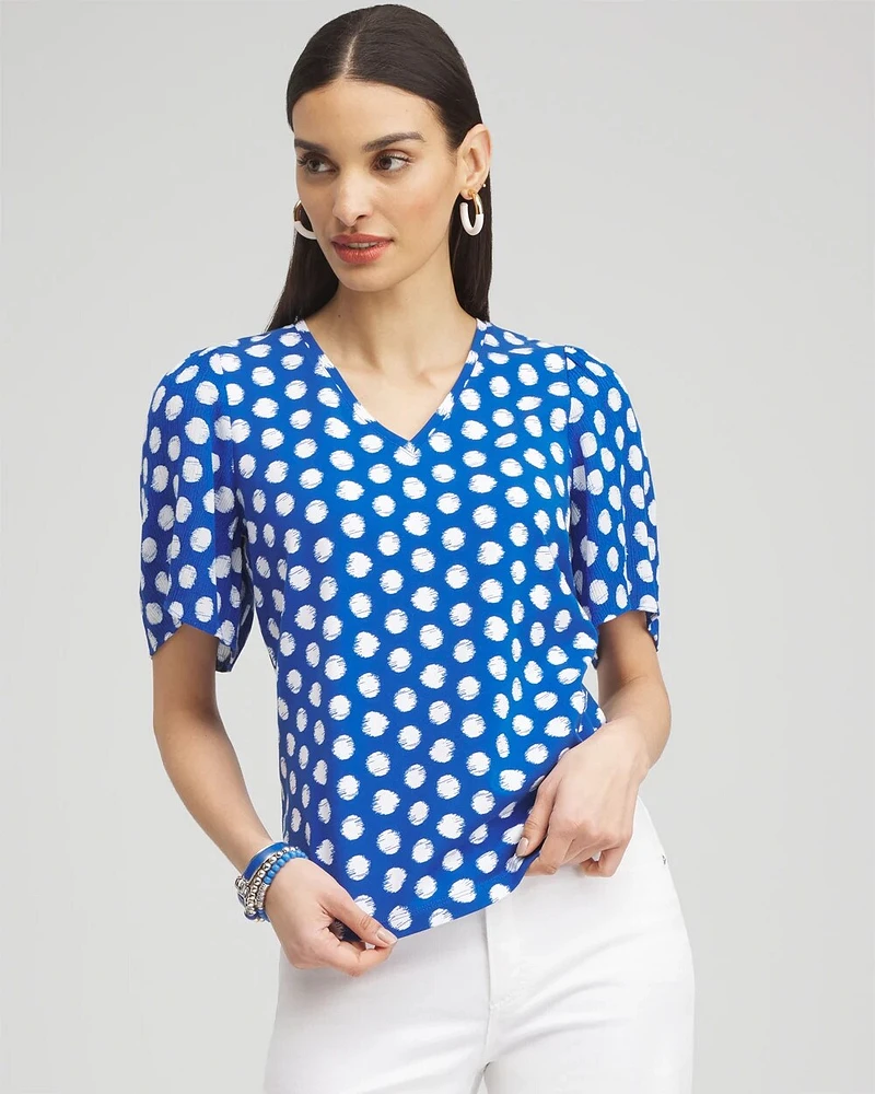 Dots Gauze Flutter Sleeve Top