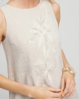 Linen Sleeveless Beaded Dress