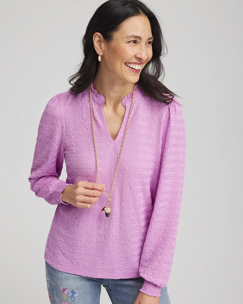 Smocked Long-Sleeved Tee