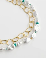 Pearlescent Goldtone Collar Necklace
