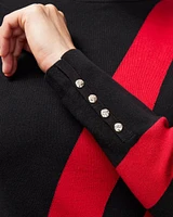 ECOVERO Red Colorblock Turtleneck Sweater