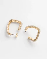 No Droop™ Gold Tone Square Hoop Earrings