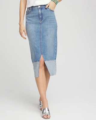 Colorblock High-Rise Denim Skirt