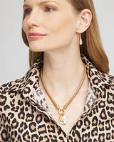 Brown Leather Collar Charm Necklace