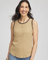 Contrast-Trim Ribbed Cotton Tank Top