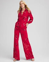Floral Sequin Wide Leg Pants