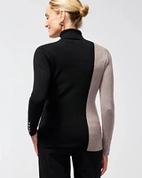 ECOVERO Neutral Colorblock Turtleneck Sweater