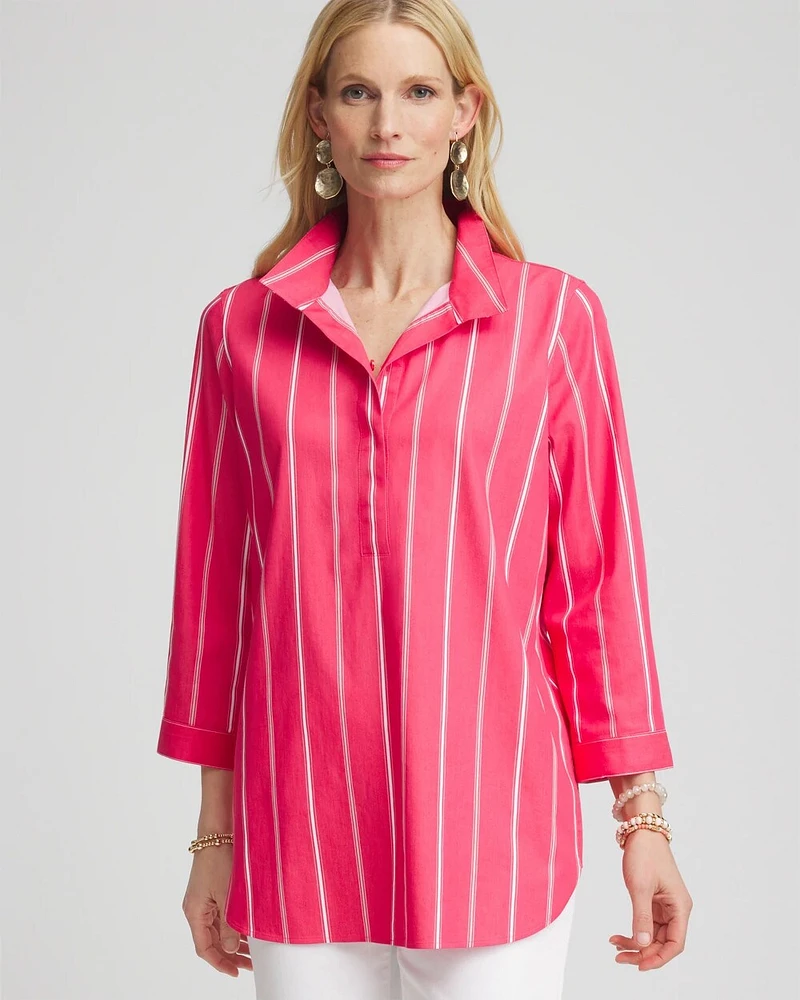No Iron™ Stripe Buttonback Tunic