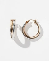 Mixed Metal Double Hoops