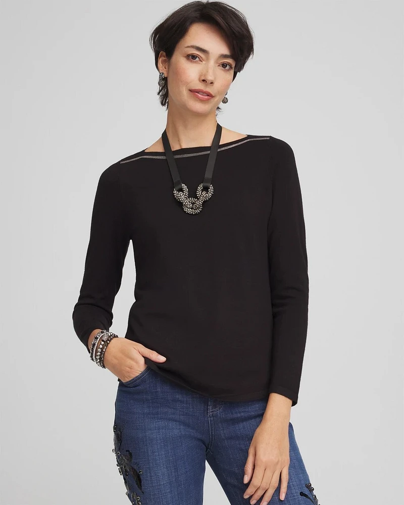 Caviar Bead Bateau Neck Sweater