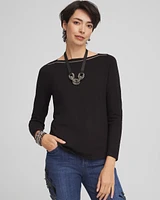 Caviar Bead Bateau Neck Sweater