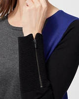 Colorblock Zipper Detail Sweater Tunic
