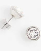 Silver Tone Crystal Stud Earrings