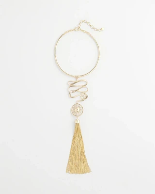 Twisted-Metal Tassel Statement Necklace