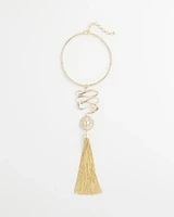 Twisted-Metal Tassel Statement Necklace