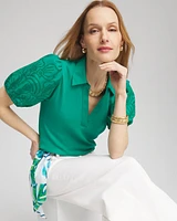 Eyelet Short Sleeved Top