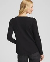Button Detail V-neck Pullover Sweater