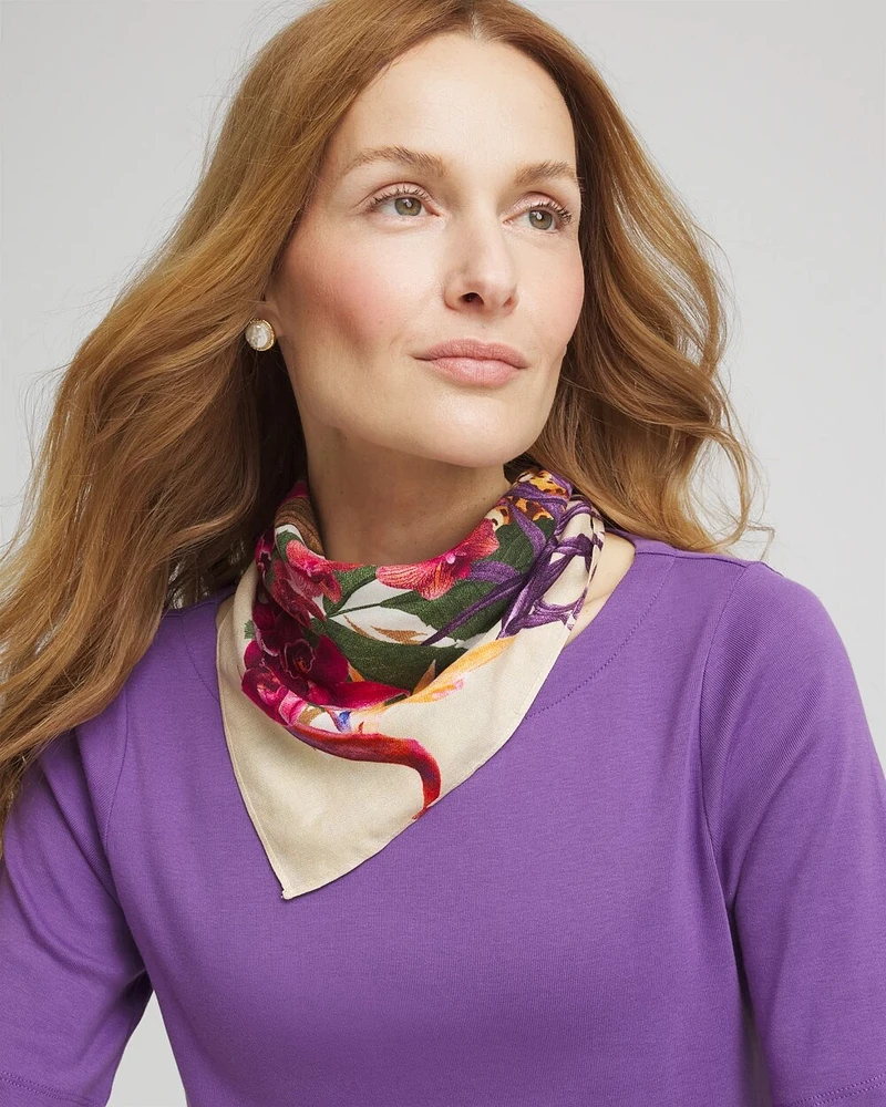 Floral Square Satin Scarf