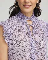 Cheetah Print Ruffle-Collar Blouse