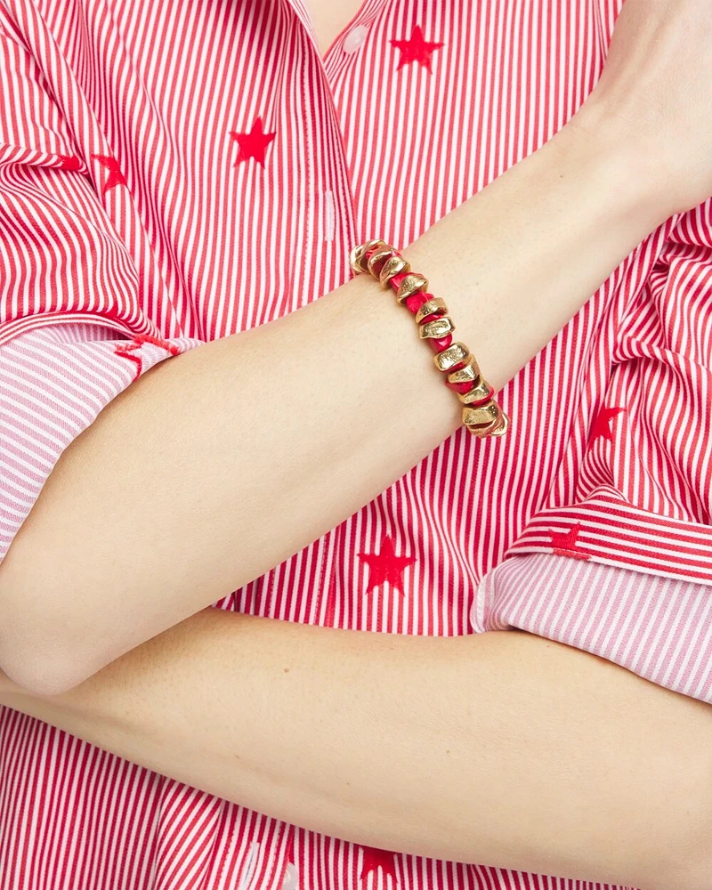 Goldtone Red Howlite Stone Bracelet