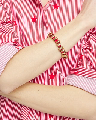 Goldtone Red Howlite Stone Bracelet