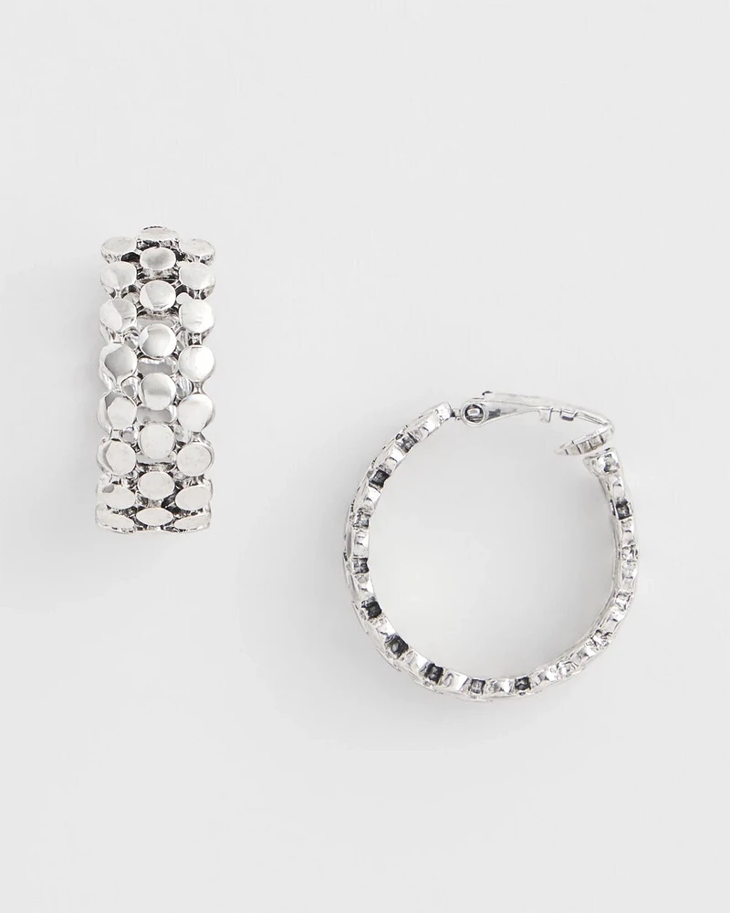 No Droop™ Clip-On Silver Hoop Earrings