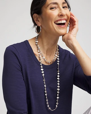 Single Silver-tone Nugget Necklace