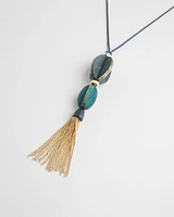 Adjustable Painted Wood Pendant Necklace