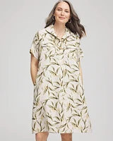 Leaf Print Linen Shirtdress