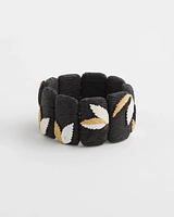 Embroidered Raffia Stretch Bracelet