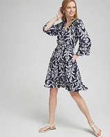 Scrolls Ruffle Bell Sleeve Dress