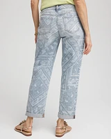 Paisley Applique Cropped Jeans