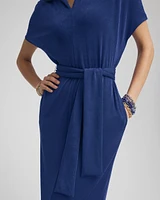 Travelers™ Belted V-Neck Collared Dress