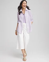 No Iron™ Plum Striped Linen Shirt