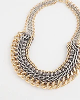 Mixed-Metal Chain Collar Necklace