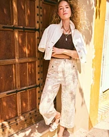 Printed Cropped Straight-Leg Pants
