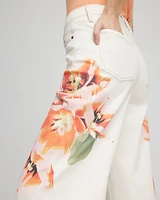 Floral High-Rise Wide-Leg Cropped Jeans