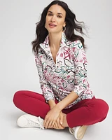 Zenergy® UPF Knit Mockneck Floral Golf Top