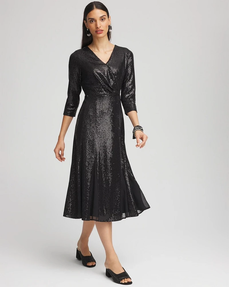 Surplice Sequin Midi Dress