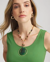 Sliced Agate Stone Pendant Necklace