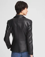 Faux Leather Peplum Blazer