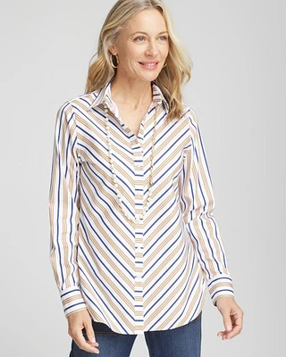 No Iron™ Camel Stripe Shirt