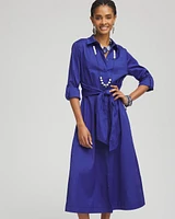 Wrap Belt Poplin Midi Shirtdress