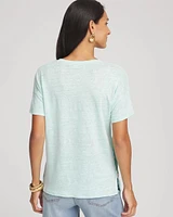 Linen Embellished Parrot Easy Tee