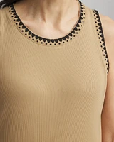Contrast-Trim Ribbed Cotton Tank Top