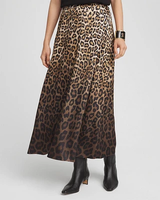 Leopard Stretch Satin Skirt