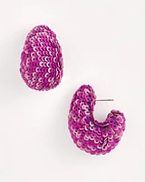No Droop® Purple Sequin Huggie Earrings