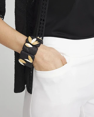 Embroidered Raffia Stretch Bracelet