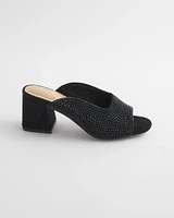 Violet Bejeweled Microsuede Mules